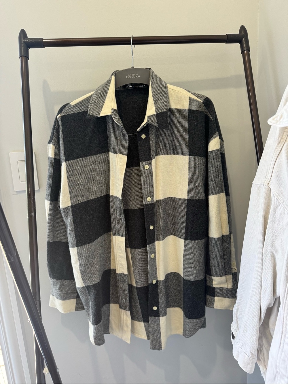 Zara Button Down Large Plaid Shirt